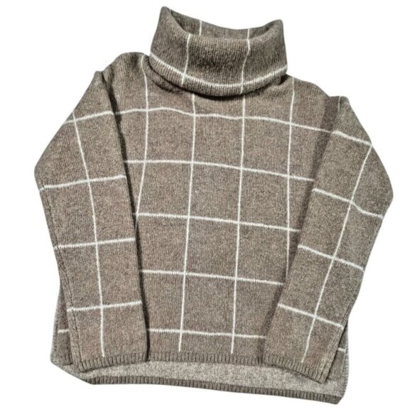 Madewell Windowpane Wool Blend Turtleneck Sweater SIZE-SMALL - Picture 4 of 6